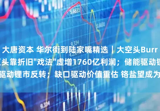 大唐资本 华尔街到陆家嘴精选｜大空头Burry警告：科技巨头靠折旧"戏法"虚增1760亿利润；储能驱动锂市反转；缺口驱动价值重估 铬盐望成为AI电力发展中的稀缺资源